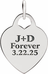 Sterling Silver Engravable Heart Charm/Pendant