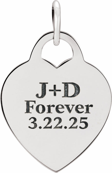 Sterling Silver Engravable Heart Charm/Pendant