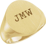 14K Yellow Gold 18x16 mm Oval Signet Ring