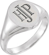 14K White Gold Oval Signet Ring