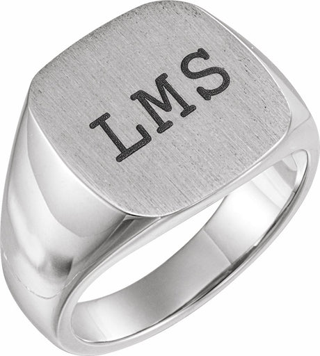 14K White Gold Square Signet Ring