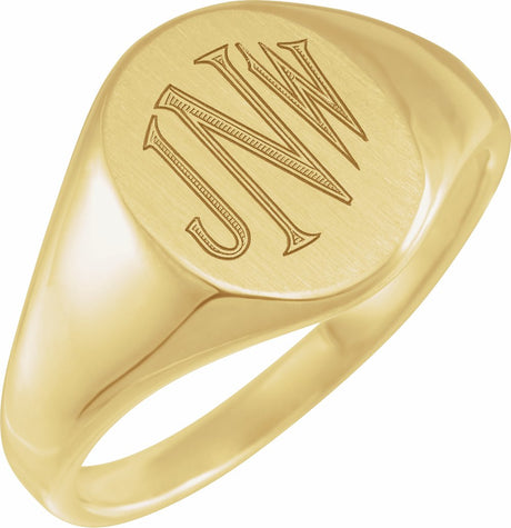 14K Yellow Gold 14.6x12.1 mm Oval Signet Ring