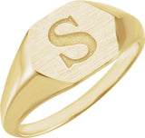 14K Yellow Gold 12x10 mm Geometric Signet Ring