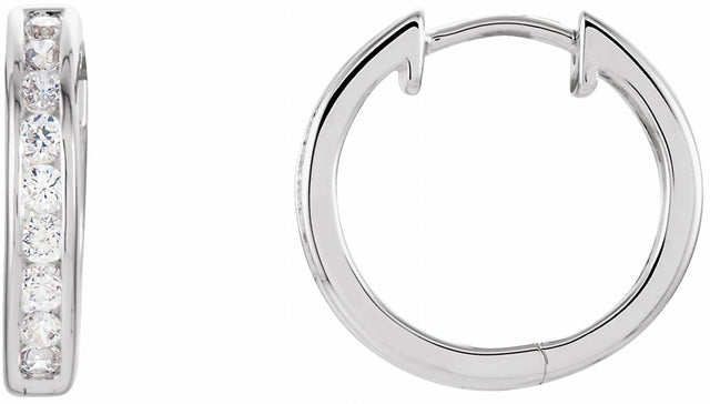 Sterling Silver Imitation Cubic Zirconia Hinged Hoop Earrings