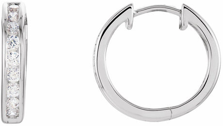 Sterling Silver Imitation Cubic Zirconia Hinged Hoop Earrings