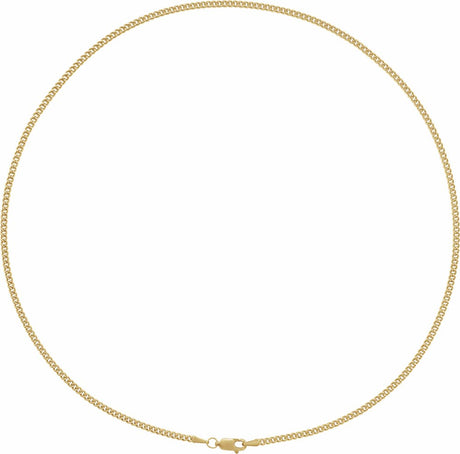14K Yellow Gold 2.25 mm Curb 18" Chain