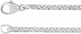 Sterling Silver 2.44 mm Diamond-Cut Cable 7" Chain