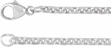 Sterling Silver 2.44 mm Diamond-Cut Cable 24" Chain