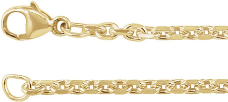 14K Yellow Gold 2.44 mm Diamond-Cut Cable 16" Chain