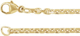 14K Yellow Gold 2.44 mm Diamond-Cut Cable 18" Chain