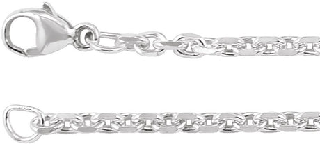 Sterling Silver 2.44 mm Diamond-Cut Cable 16" Chain