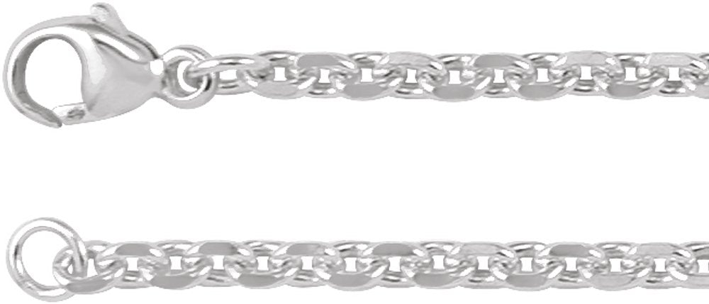 Sterling Silver 2.44 mm Diamond-Cut Cable 20" Chain