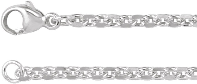 Sterling Silver 2.44 mm Diamond-Cut Cable 20" Chain