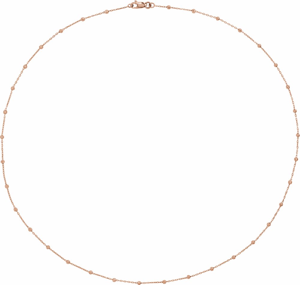 14K Rose Gold .65 mm Beaded Cable 24" Chain