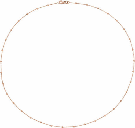 14K Rose Gold .65 mm Beaded Cable 24" Chain