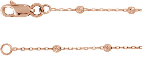 14K Rose Gold .65 mm Beaded Cable 20" Chain