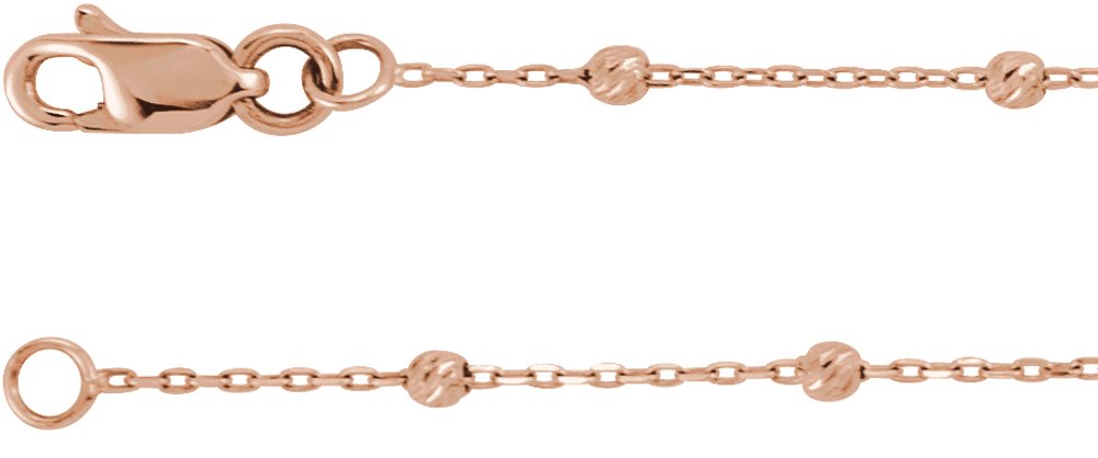 14K Rose Gold .65 mm Beaded Cable 24" Chain
