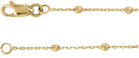 14K Yellow Gold .65 mm Beaded Cable 24" Chain
