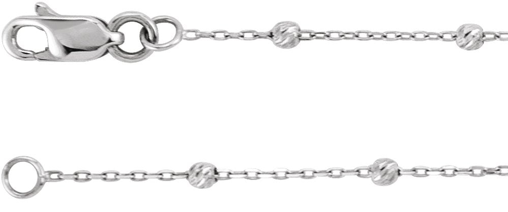 14K White Gold .65 mm Beaded Cable 18" Chain