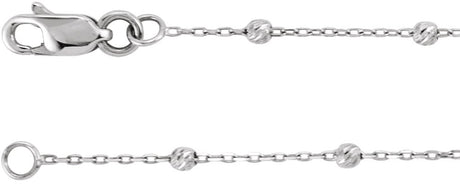 14K White Gold .65 mm Beaded Cable 18" Chain