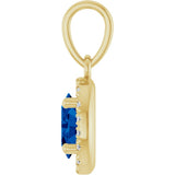 14K Yellow Gold Lab-Grown Blue Sapphire & .06 CTW Lab-Grown Diamond French-Set Halo-Style Pendant