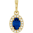 14K Yellow Gold Lab-Grown Blue Sapphire & .06 CTW Lab-Grown Diamond French-Set Halo-Style Pendant