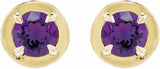 14K Yellow Gold Natural Amethyst Stud Earrings