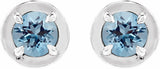 Sterling Silver Natural Aquamarine Stud Earrings
