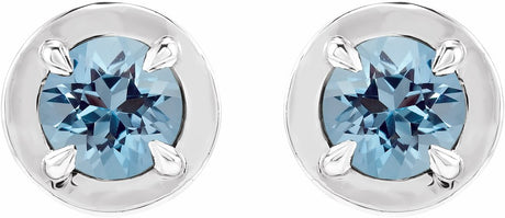 Sterling Silver Natural Aquamarine Stud Earrings