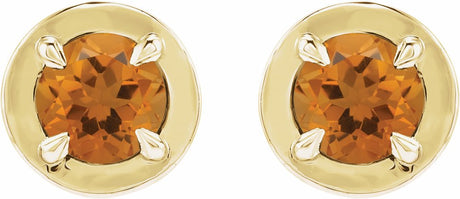 14K Yellow Gold Natural Citrine Stud Earrings