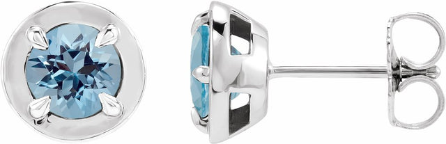 Sterling Silver Natural Aquamarine Stud Earrings