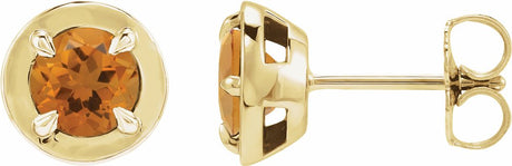 14K Yellow Gold Natural Citrine Stud Earrings