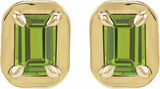 14K Yellow Gold Natural Peridot Stud Earrings