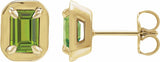 14K Yellow Gold Natural Peridot Stud Earrings