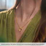 14K Yellow Gold Natural Blue Zircon Solitaire Charm/Pendant