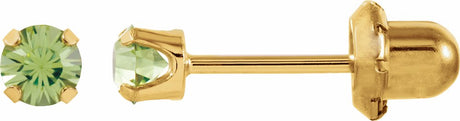 14K Yellow Gold Imitation Peridot Inverness® Piercing Stud Earrings  