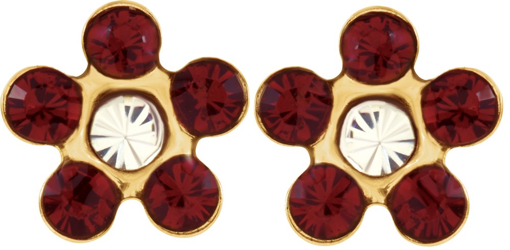 14K Yellow Imitation Ruby Inverness® Piercing Earrings