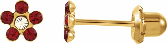 14K Yellow Imitation Ruby Inverness® Piercing Earrings