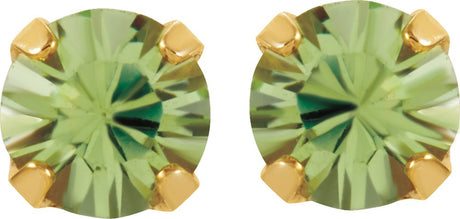 24K Gold-Plated Stainless Steel Imitation Peridot Inverness® Piercing Earrings  