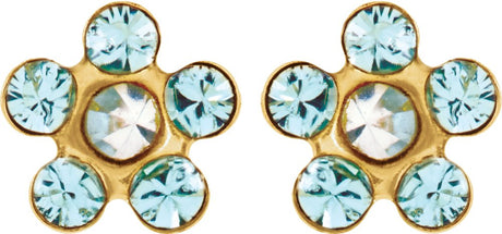 14K Yellow Imitation Aquamarine Inverness® Piercing Earrings