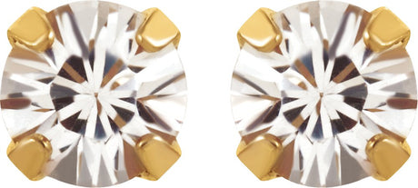 24K Gold-Plated Stainless Steel Imitation White Sapphire Inverness® Piercing Earrings