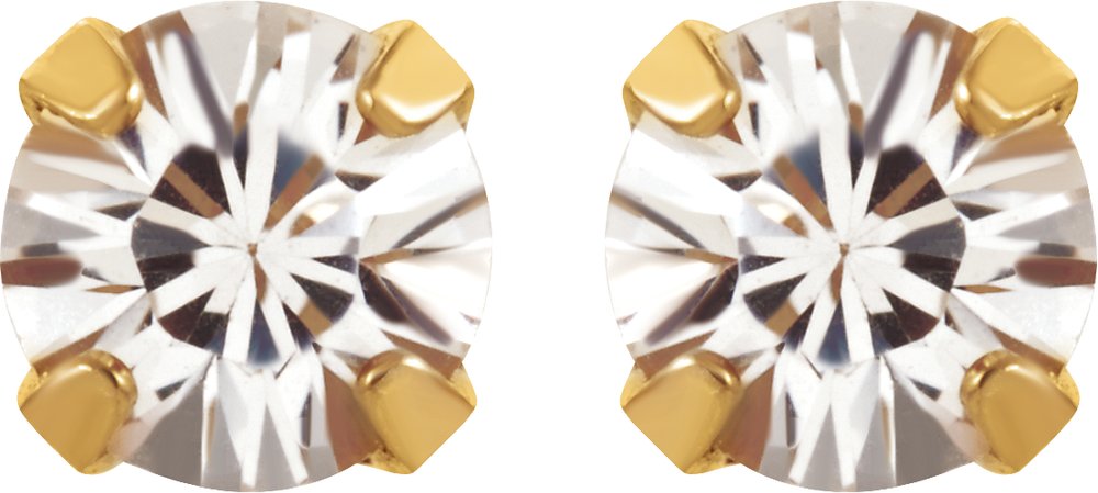 24K Gold-Plated Stainless Steel Imitation White Sapphire Inverness® Piercing Earrings