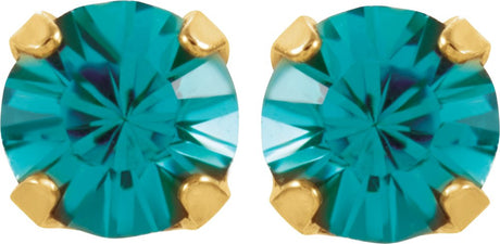 14K Yellow Imitation Blue Zircon Inverness® Piercing Earrings