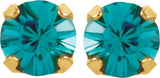 14K Yellow Gold Imitation Blue Crystal Inverness® Piercing Stud Earrings  