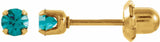 14K Yellow Imitation Blue Crystal Inverness® Piercing Stud Earrings  