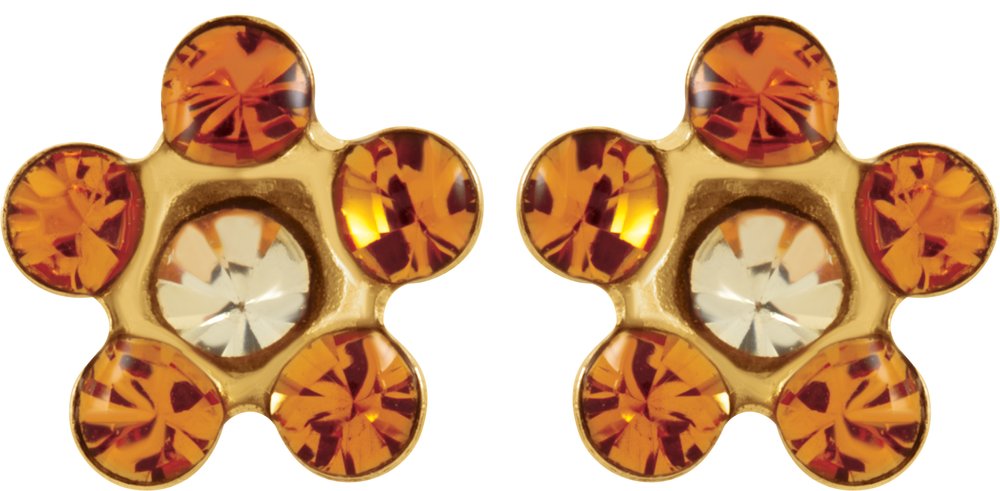 14K Yellow Imitation Citrine Inverness® Piercing Earrings