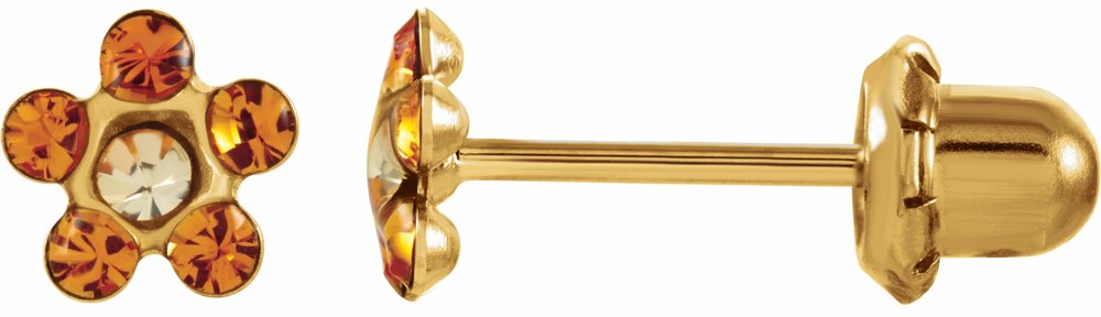 14K Yellow Imitation Citrine Inverness® Piercing Earrings