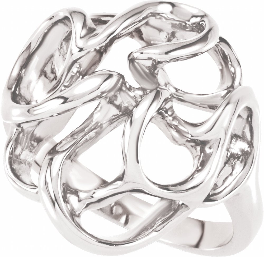 14K White Freeform Ring