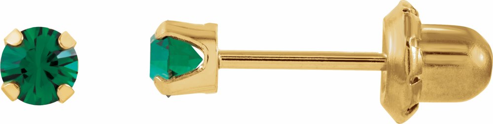 14K Yellow Gold Imitation Emerald Inverness® Piercing Stud Earrings  