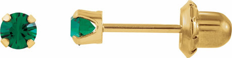 14K Yellow Gold Imitation Emerald Inverness® Piercing Stud Earrings  